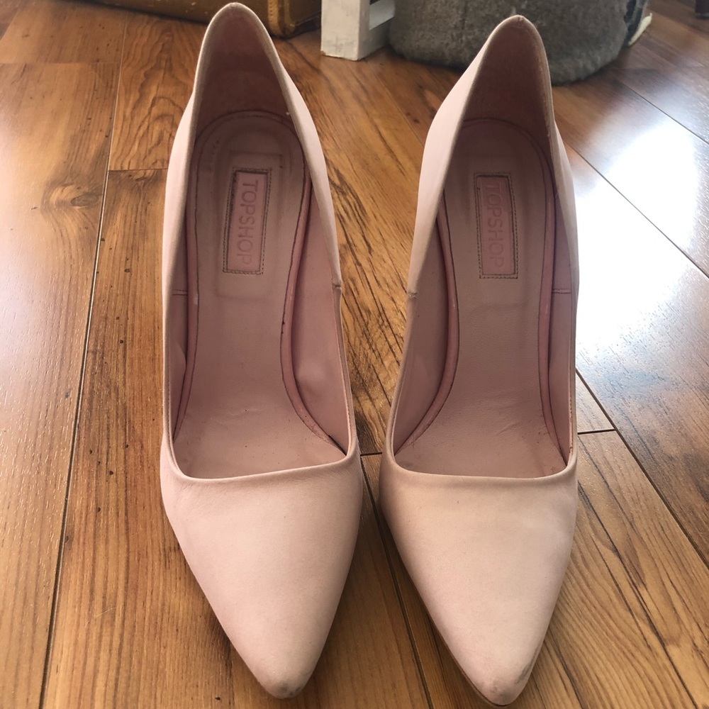 Top shop faux suede pastel pink pointed heels
